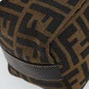 FENDI Zucca Canvas Vanity Pouch Black Brown gold Auth 144083-10