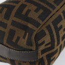 FENDI Zucca Canvas Vanity Pouch Black Brown gold Auth 144083-12