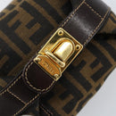 FENDI Zucca Canvas Vanity Pouch Black Brown gold Auth 144083-13
