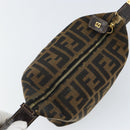 FENDI Zucca Canvas Vanity Pouch Black Brown gold Auth 144083-14