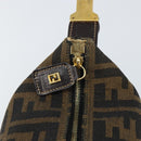 FENDI Zucca Canvas Vanity Pouch Black Brown gold Auth 144083-15