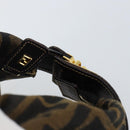 FENDI Zucca Canvas Vanity Pouch Black Brown gold Auth 144083-7