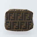 FENDI Zucca Canvas Vanity Pouch Black Brown gold Auth 144083-8
