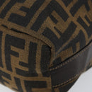 FENDI Zucca Canvas Vanity Pouch Black Brown gold Auth 144083-9