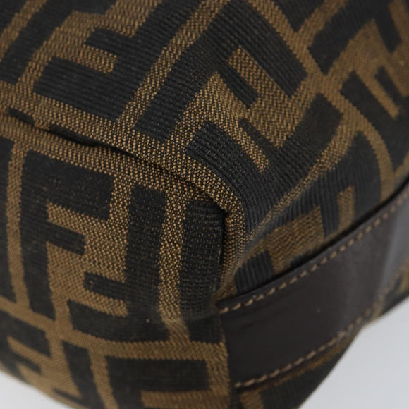 FENDI Zucca Canvas Vanity Pouch Black Brown gold Auth 144083