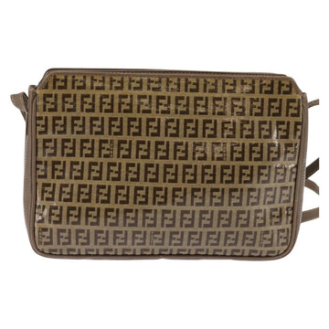 FENDI Zucchino Canvas Shoulder Bag Enamel Beige Auth 144084 - 0