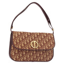 Christian Dior Trotter Canvas Shoulder Bag Red Gold Auth 144089-1