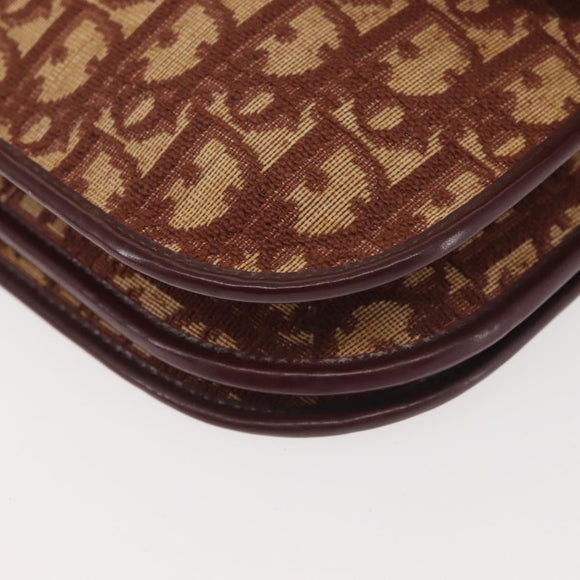 Christian Dior Trotter Canvas Shoulder Bag Red Gold Auth 144089