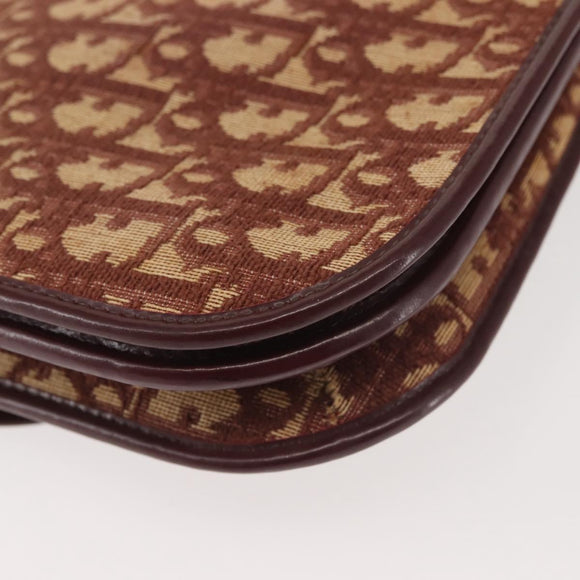 Christian Dior Trotter Canvas Shoulder Bag Red Gold Auth 144089