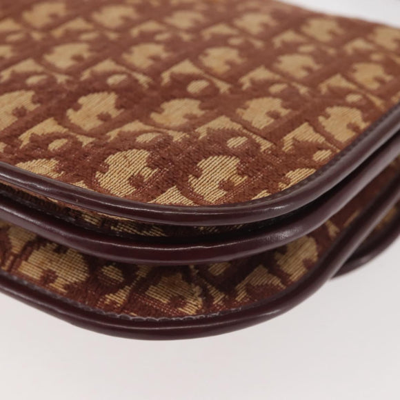 Christian Dior Trotter Canvas Shoulder Bag Red Gold Auth 144089