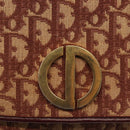 Christian Dior Trotter Canvas Shoulder Bag Red Gold Auth 144089-19