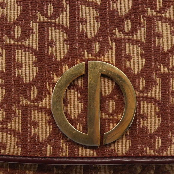 Christian Dior Trotter Canvas Shoulder Bag Red Gold Auth 144089