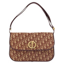 Christian Dior Trotter Canvas Shoulder Bag Red Gold Auth 144089-13