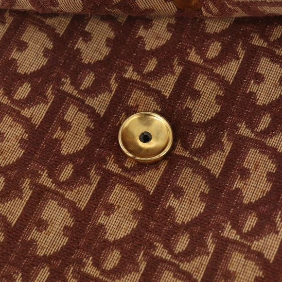 Christian Dior Trotter Canvas Shoulder Bag Red Gold Auth 144089