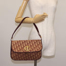Christian Dior Trotter Canvas Shoulder Bag Red Gold Auth 144089-24