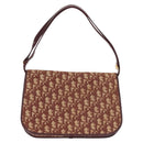 Christian Dior Trotter Canvas Shoulder Bag Red Gold Auth 144089-2