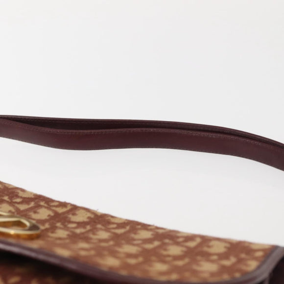 Christian Dior Trotter Canvas Shoulder Bag Red Gold Auth 144089