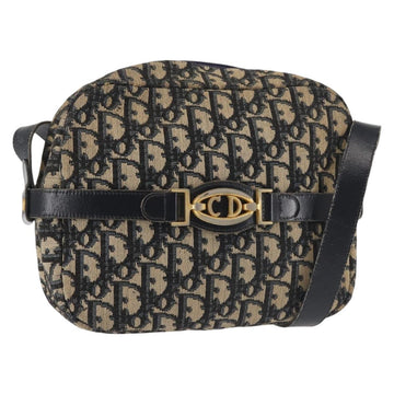 Christian Dior Trotter Canvas Shoulder Bag Navy Gold Auth 144091