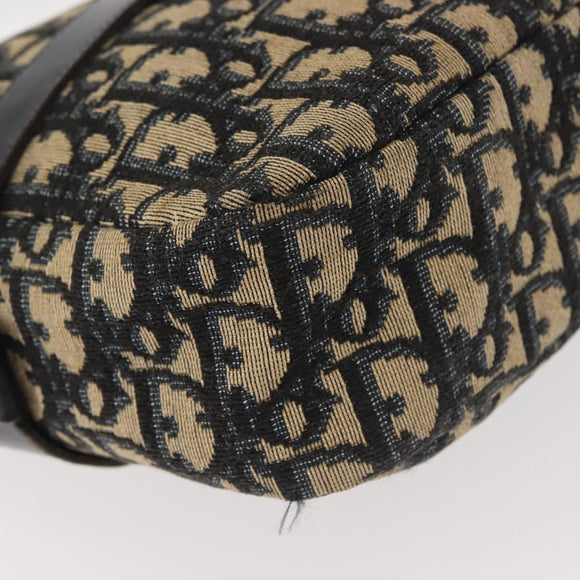 Christian Dior Trotter Canvas Shoulder Bag Navy Gold Auth 144091