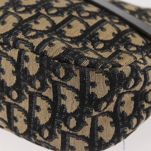 Christian Dior Trotter Canvas Shoulder Bag Navy Gold Auth 144091