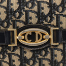 Christian Dior Trotter Canvas Shoulder Bag Navy Gold Auth 144091-14