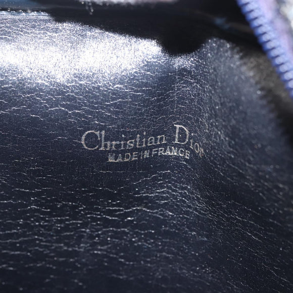 Christian Dior Trotter Canvas Shoulder Bag Navy Gold Auth 144091