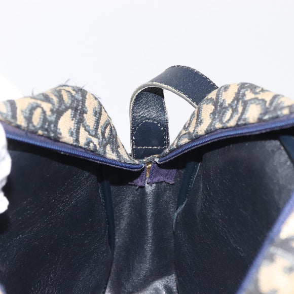 Christian Dior Trotter Canvas Shoulder Bag Navy Gold Auth 144091