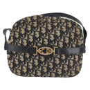Christian Dior Trotter Canvas Shoulder Bag Navy Gold Auth 144091-2