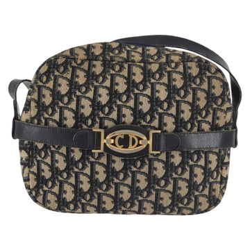 Christian Dior Trotter Canvas Shoulder Bag Navy Gold Auth 144091 - 0