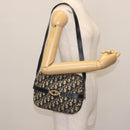 Christian Dior Trotter Canvas Shoulder Bag Navy Gold Auth 144091-20