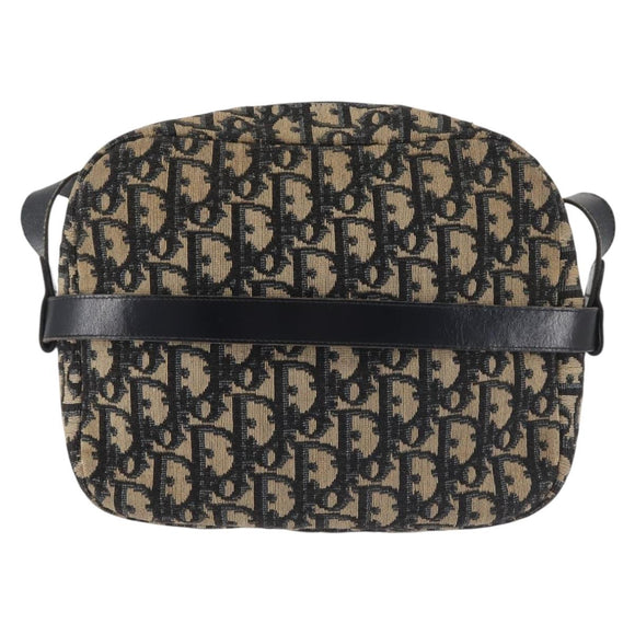 Christian Dior Trotter Canvas Shoulder Bag Navy Gold Auth 144091