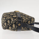 Christian Dior Trotter Canvas Shoulder Bag Navy Gold Auth 144091-4