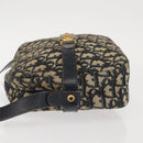Christian Dior Trotter Canvas Shoulder Bag Navy Gold Auth 144091-5