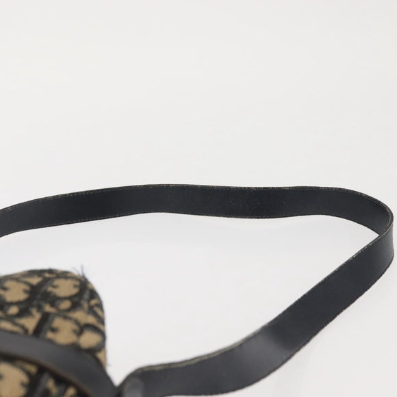 Christian Dior Trotter Canvas Shoulder Bag Navy Gold Auth 144091