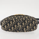 Christian Dior Trotter Canvas Shoulder Bag Navy Gold Auth 144091-9
