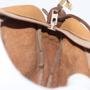 LOEWE Anagram Shoulder Bag Leather Beige Gold Auth 144092-17