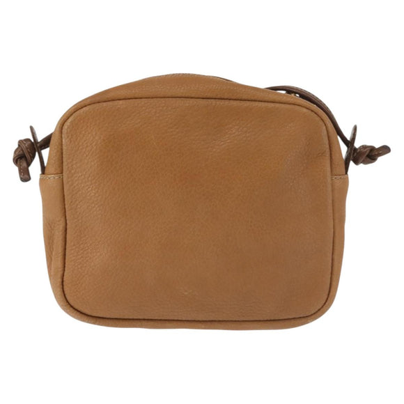 LOEWE Anagram Shoulder Bag Leather Beige Gold Auth 144092