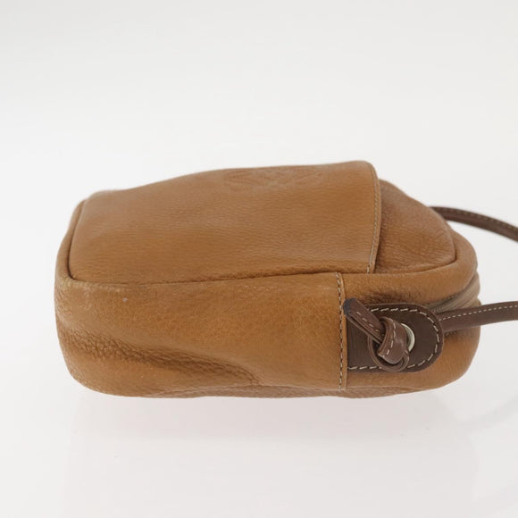 LOEWE Anagram Shoulder Bag Leather Beige Gold Auth 144092