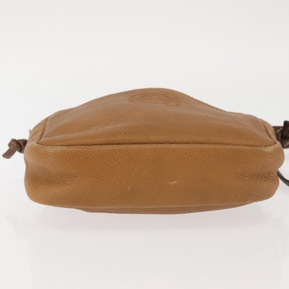 LOEWE Anagram Shoulder Bag Leather Beige Gold Auth 144092