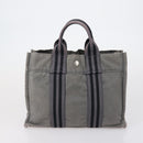 HERMES Fourre Tout PM Hand Bag Canvas 3 Set Gray Red Auth 144094-10