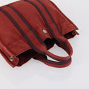 HERMES Fourre Tout PM Hand Bag Canvas 3 Set Gray Red Auth 144094-19