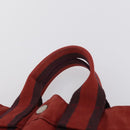 HERMES Fourre Tout PM Hand Bag Canvas 3 Set Gray Red Auth 144094-20