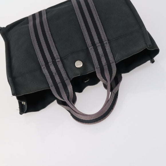 HERMES Fourre Tout PM Hand Bag Canvas 3 Set Gray Red Auth 144094