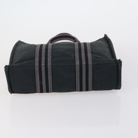 HERMES Fourre Tout PM Hand Bag Canvas 3 Set Gray Red Auth 144094