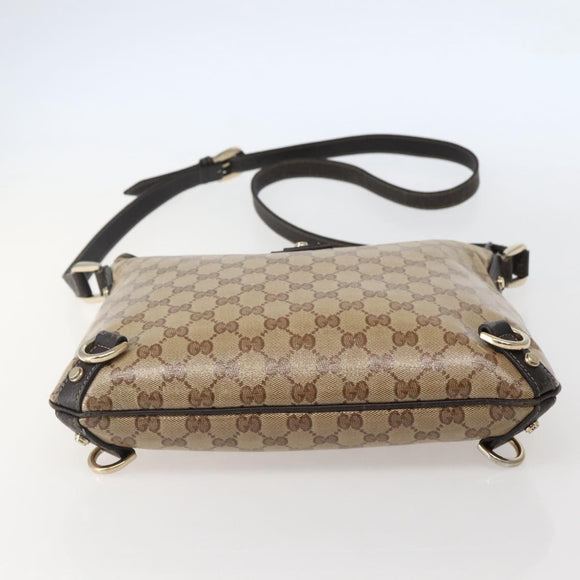GUCCI GG Crystal Abbey Bag Coated Canvas Outlet Beige Gold 268642 Auth 144095