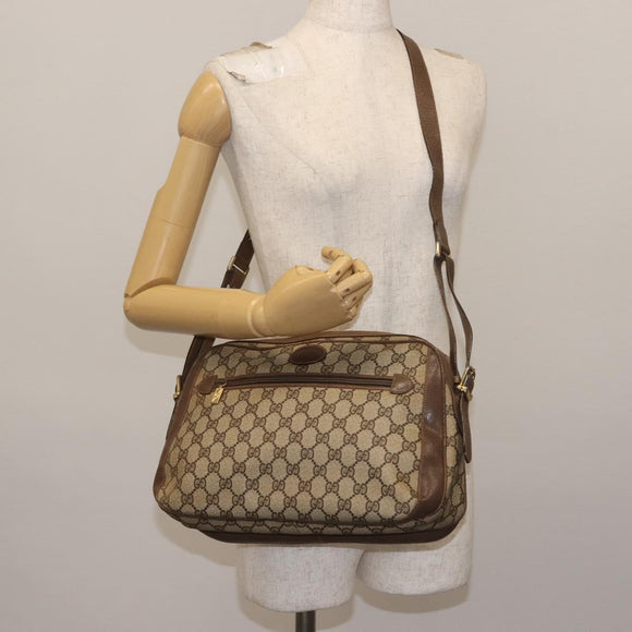 GUCCI GG Supreme Shoulder Bag PVC Beige Silver 001 46 5532 Auth 144096