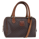 CELINE Macadam Canvas Hand Bag PVC Leather 2way Brown Gold Auth 144099-1