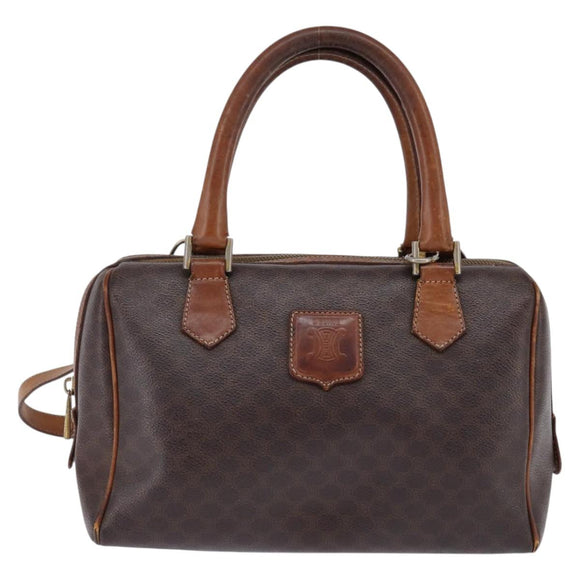 CELINE Macadam Canvas Hand Bag PVC Leather 2way Brown Gold Auth 144099