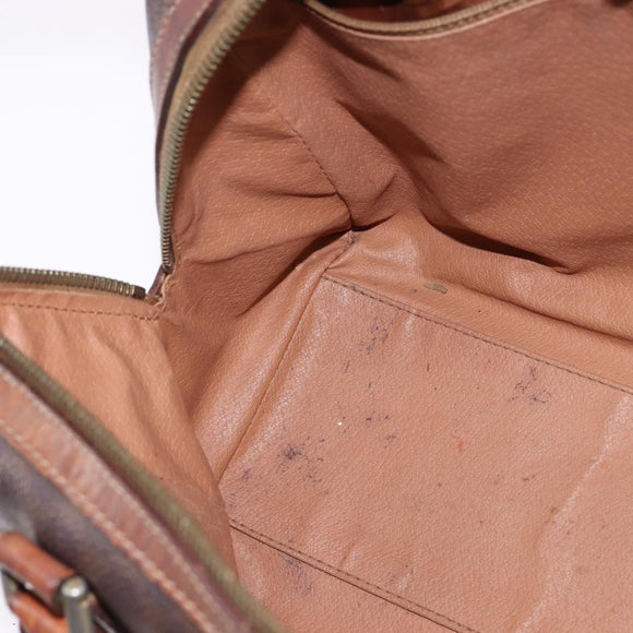 CELINE Macadam Canvas Hand Bag PVC Leather 2way Brown Gold Auth 144099