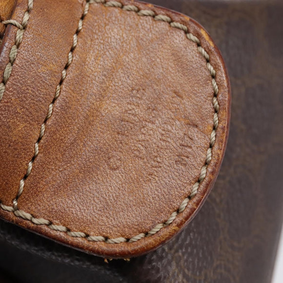 CELINE Macadam Canvas Hand Bag PVC Leather 2way Brown Gold Auth 144099